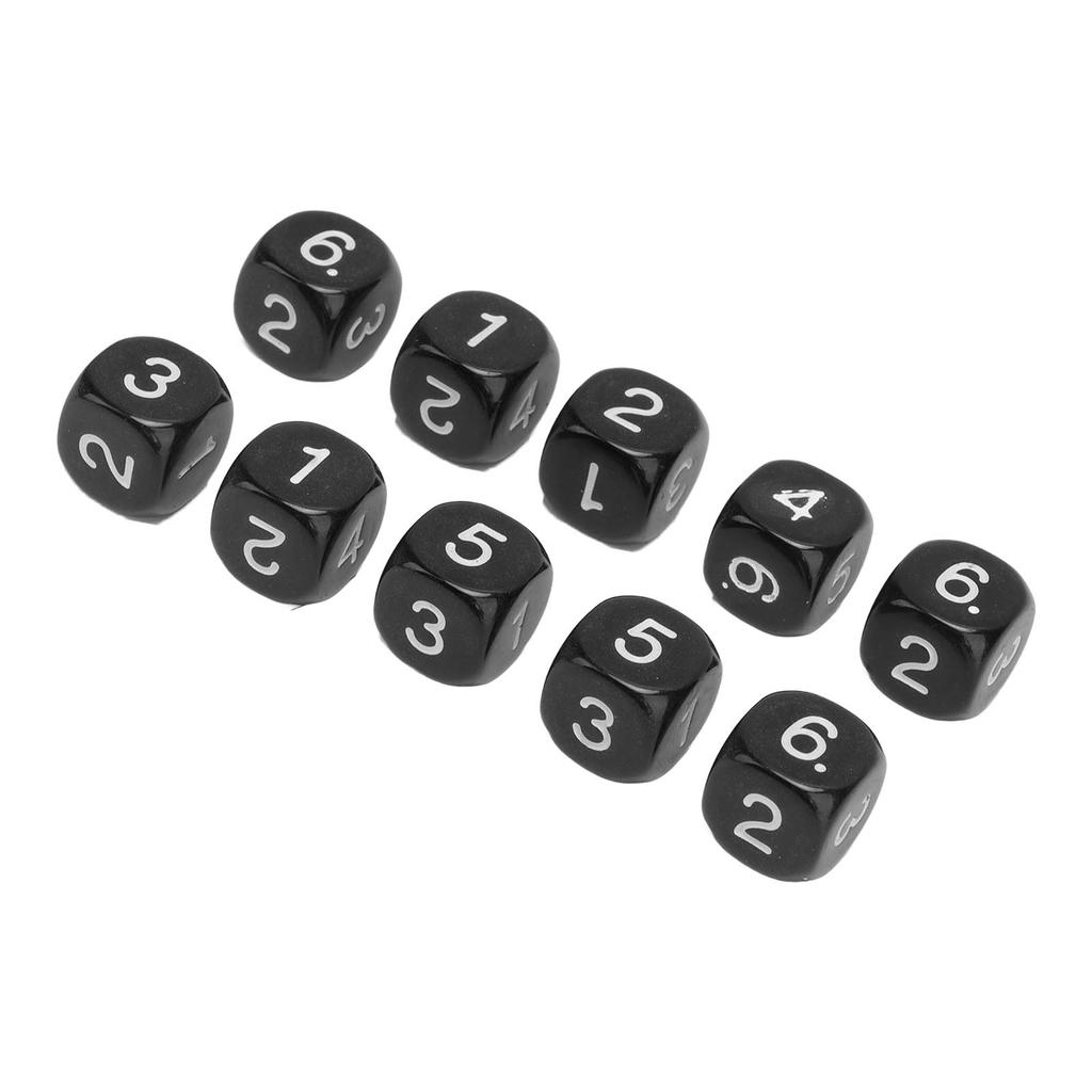 20PCS 6 Sided Number Dice Plastic 16mm Round Corner Polyhedral Dice Set for Numeral Teaching Board Games Black