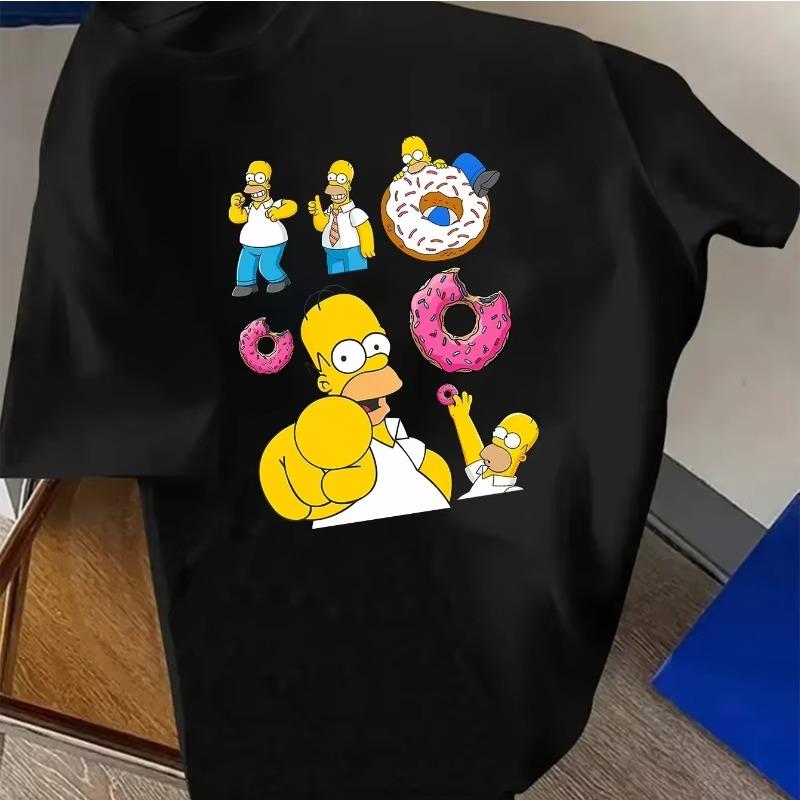 2025 The Simpsons Unisex's Street T-shirt Sweatshirt with The best gift Homer Print Pattern New Trendy 100% cotton printed T-shirt