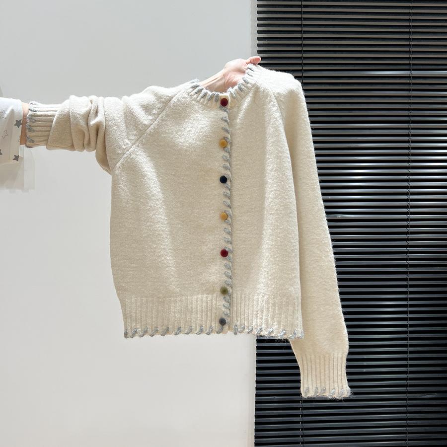 Ribbed Thick Knit Sweater Coat Women Autumn Winter Lazy Style Loose Design Long Sleeve Cardigan Top One Size