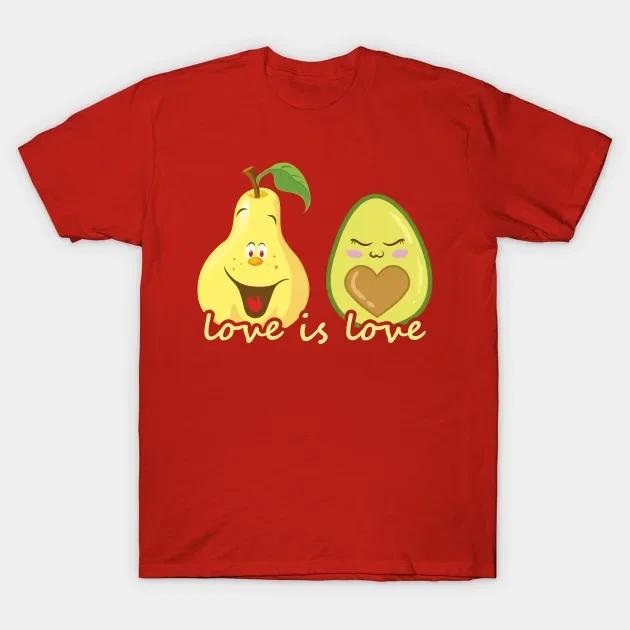 Love Is Love Funny Pear and Avocado Valentines Day TShirt 100 Cotton ONeck Short Sleeve Casual Mens Tshirt Size S3XL S