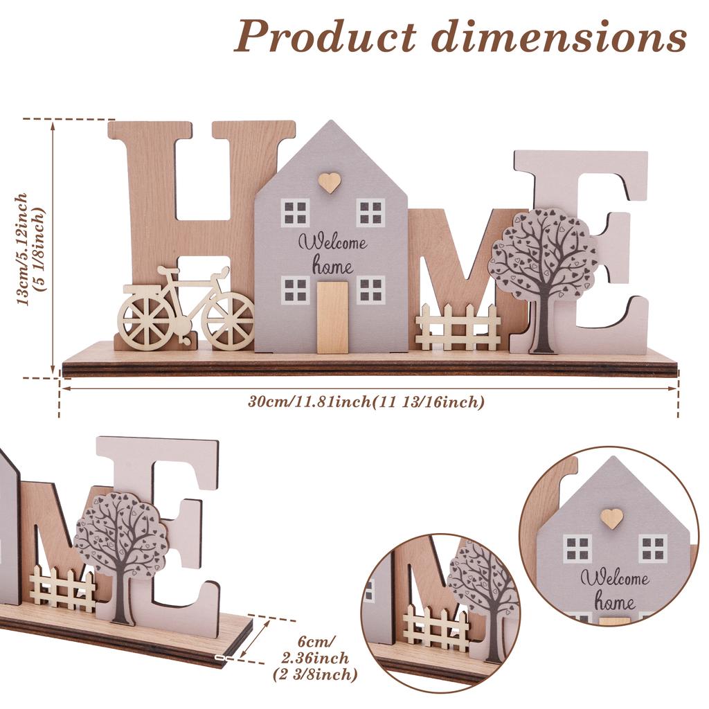 Wooden Stand Decoration Wooden Home Desktop Ornament with House Tree Rustic and Modern Home Decoration for Birthday Present