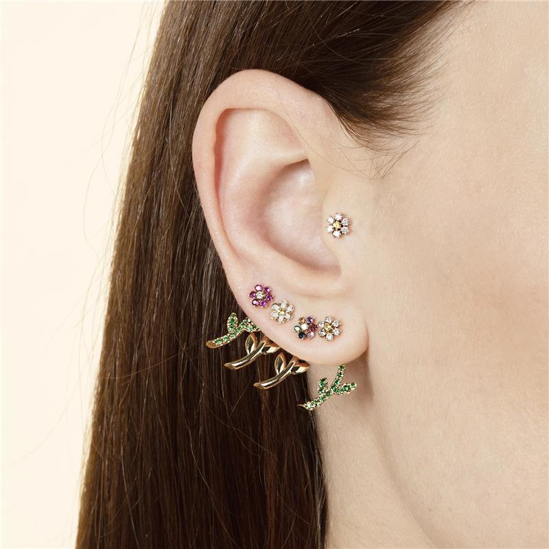 Best Selling Flower Stud Earrings S925Ins Wind Mini Diamond Six Valve Flower Stud Earrings