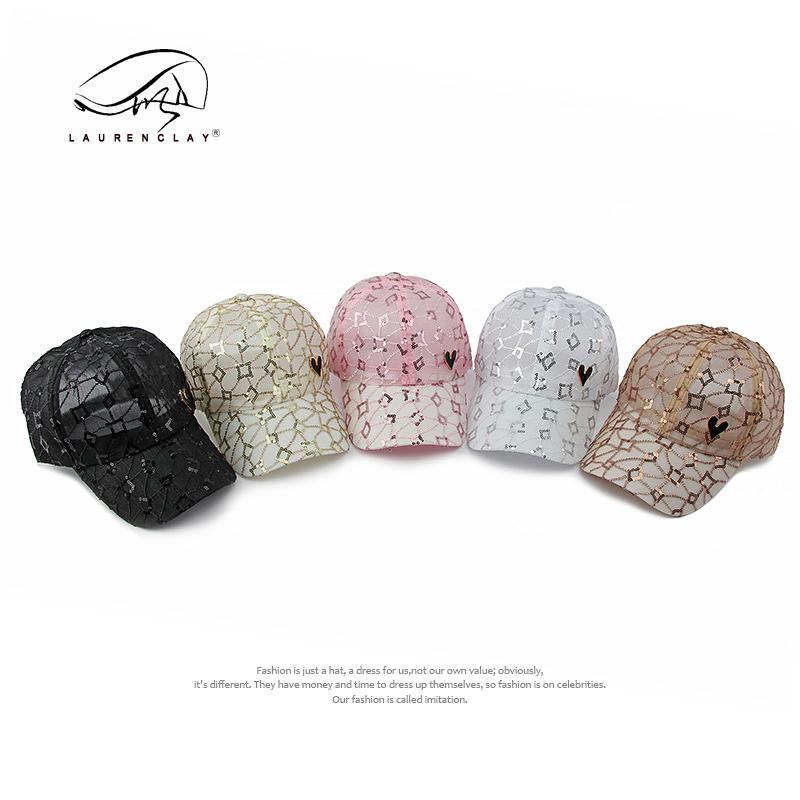 Fashion Hat Women's Personality Sequins Mesh Breathable Cap Summer Breathable Mesh Hardtop Baseball Cap Tide