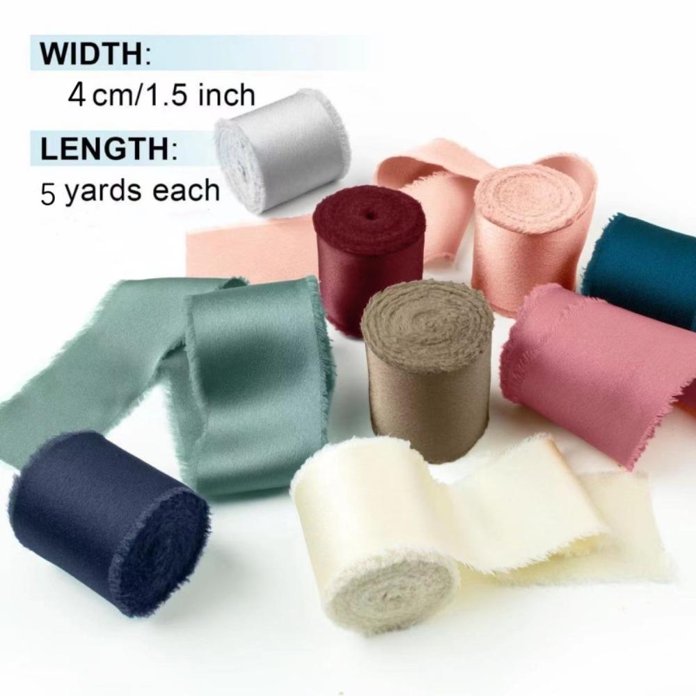 1 Roll 1.6in X 5Yd Solid Satin Ribbons Frayed Ribbons for Crafts Silk Ribbons  for Wedding Decor