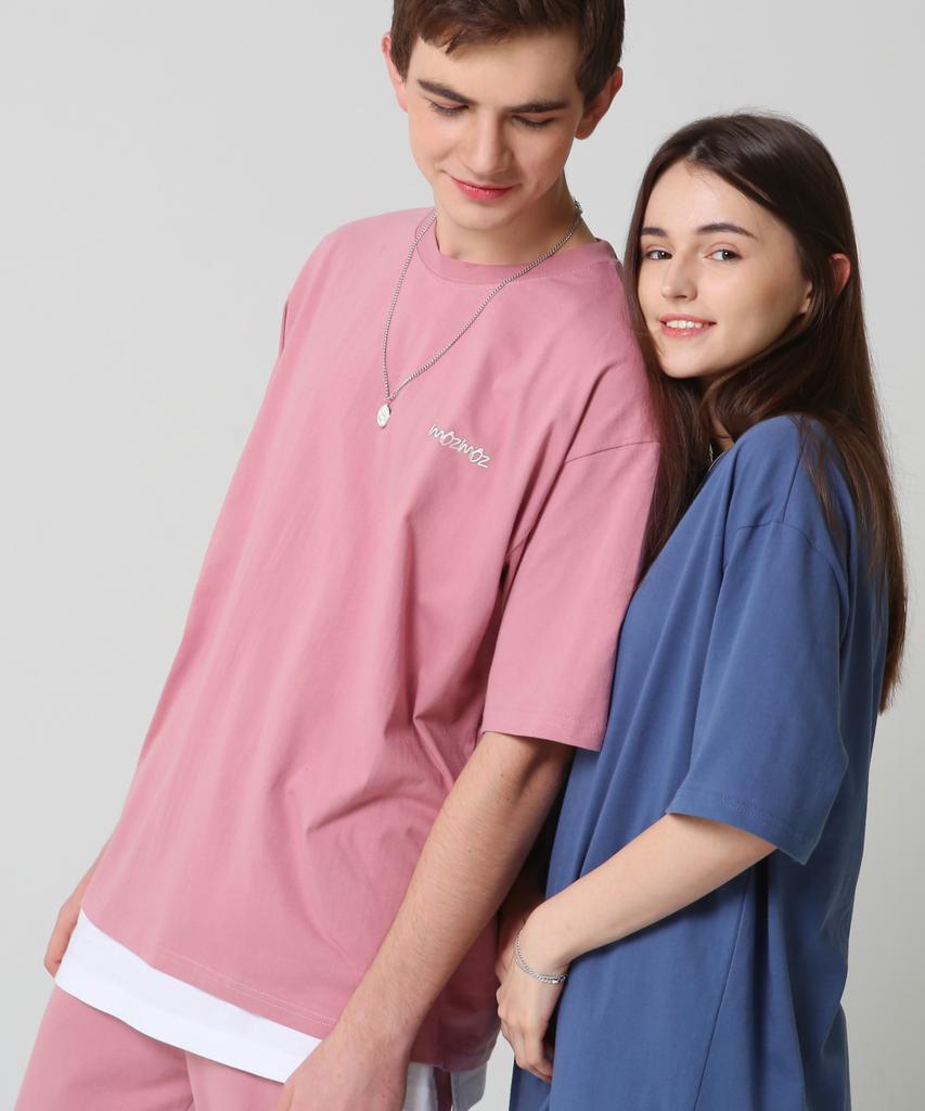 MOZMOZ [Set] 5-Color Chip Short Sleeve Jogger Tracksuit Set Plus Size