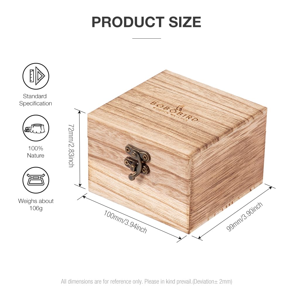 BOBO BIRD Men's Wood Watch, Analog Quartz Movement, Week Display, Lightweight, Handmade Wooden Watch for Men