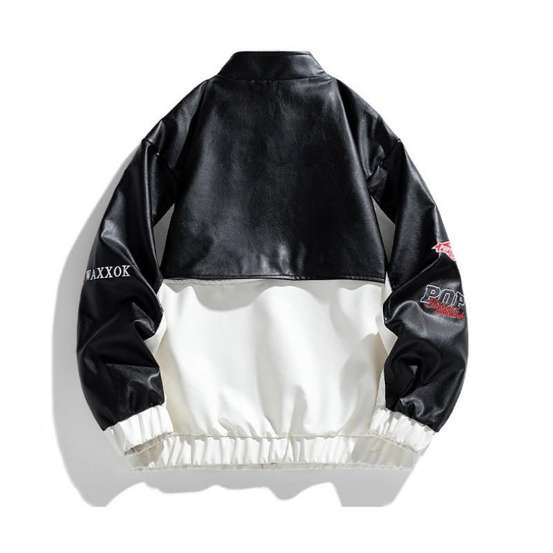 Removable Motorcycle Jacket Men Women Retro Americana Biker Style Oversized Zip-Up Riding Coat