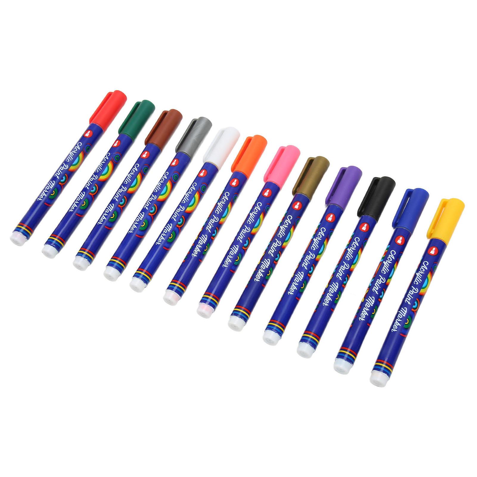 

Акриловые маркеры 12 цветов DIY живопись чернила на водной основе удобные портативные акриловые ручки для