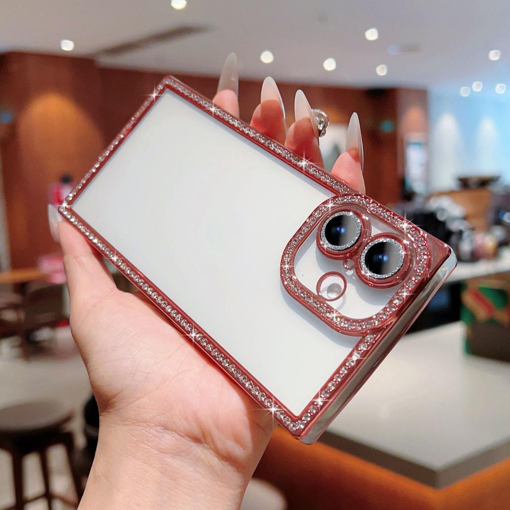 Applicable to IP16 side diamond premium mobile phone case, foreign trade new Apple 17 lens all-inclusive electroplating diamond-encrusted mobile pho