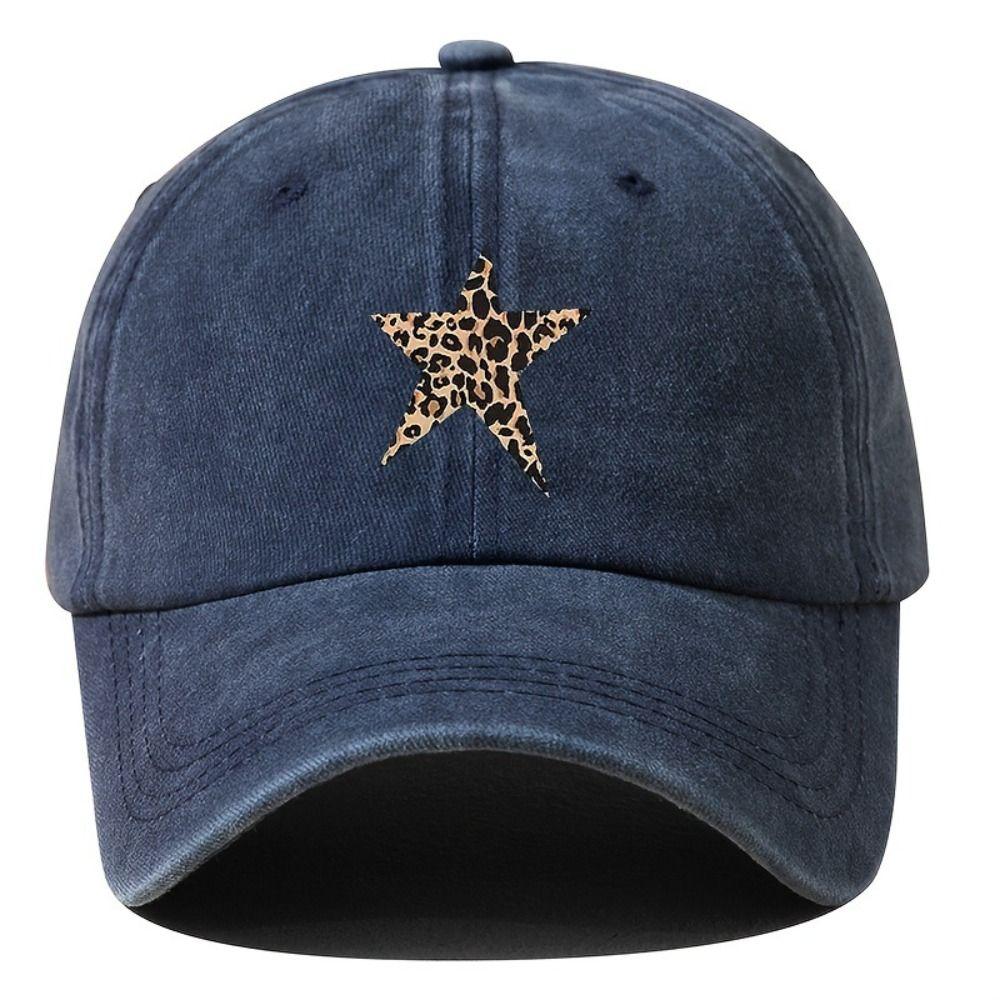 With Leopard Print Star Design Baseball Caps Breathable Sunscreen Hats  Fishing and Hiking