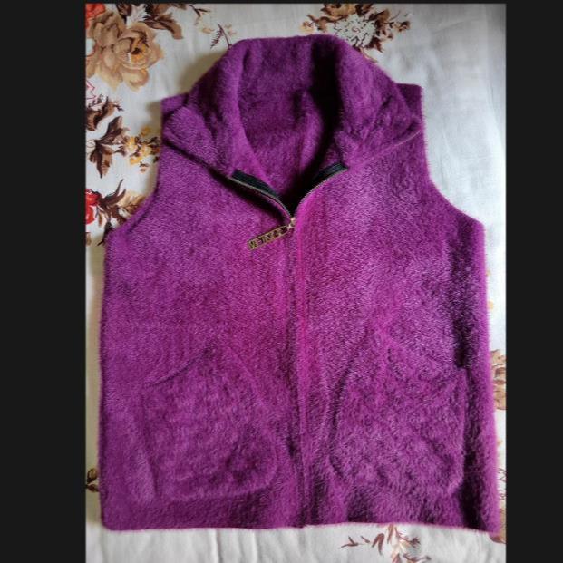 Fashionable and Versatile Elderly Mother's Autumn and Winter Mink Cashmere Zippered High-Elasticity Vest