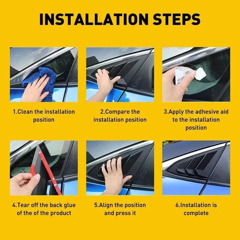 For Lexus ES250 ES350 ES300h 2019-2025 Car Rear Louver Window Side Shutter Cover Trim Sticker Vent Scoop ABS Carbon Fiber Auto