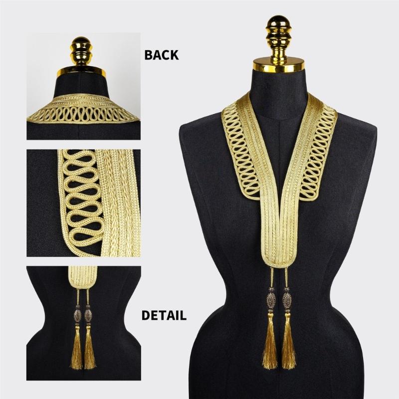 Gold Thread Collar Trim Sewing Applique For Handmade Suits And Dance Costume Clothing Embellishment Sewing Accessories