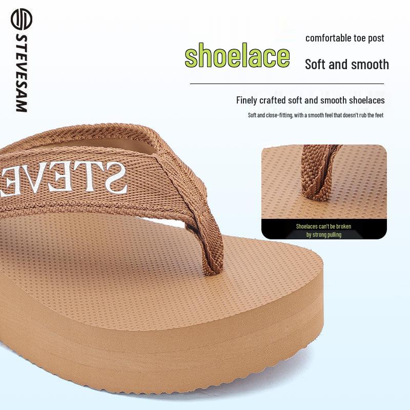 Women's 6cm Thick Sole Wedge Flip Flops - Summer Non-Slip High Heel Toe Post Sandals with Comfortable Woven Strap.