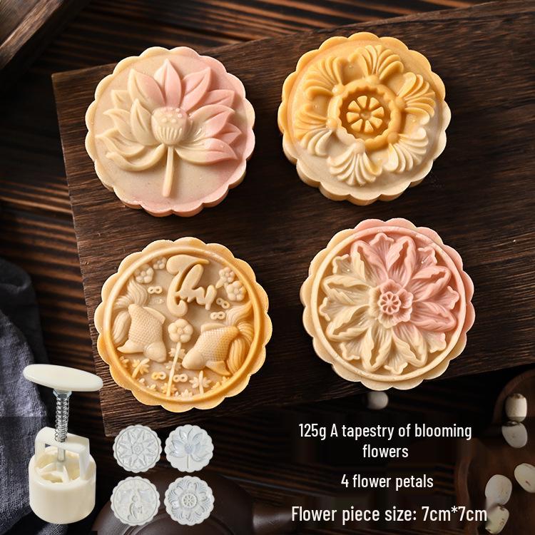 Mid-Autumn Mooncake Press - Flower Ice Skin Mold for Pastry & Mung Bean Cake