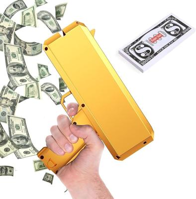 OBEST Money Gun Cash Cannon Money Spray Toy Money Gun Shooter Bazooka Party Game for Halloween, Christmas, Graduation, and Birthday Parties (Golden)