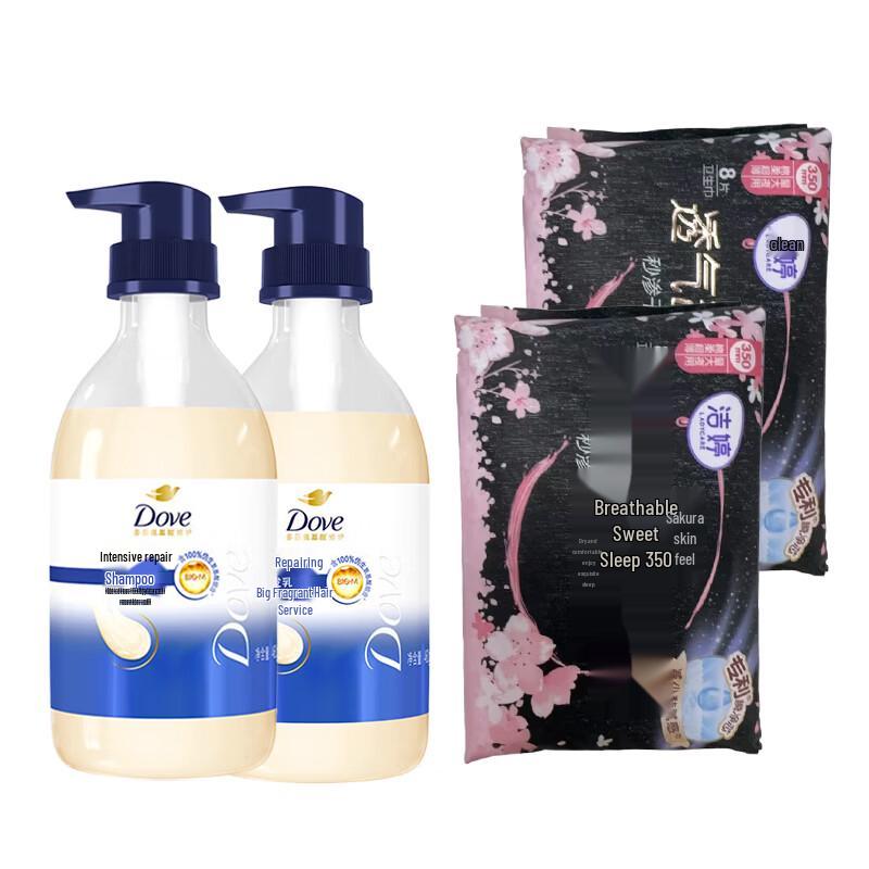 Dove Hydrating Shampoo & Jieling Sanitary Napkin Bundle