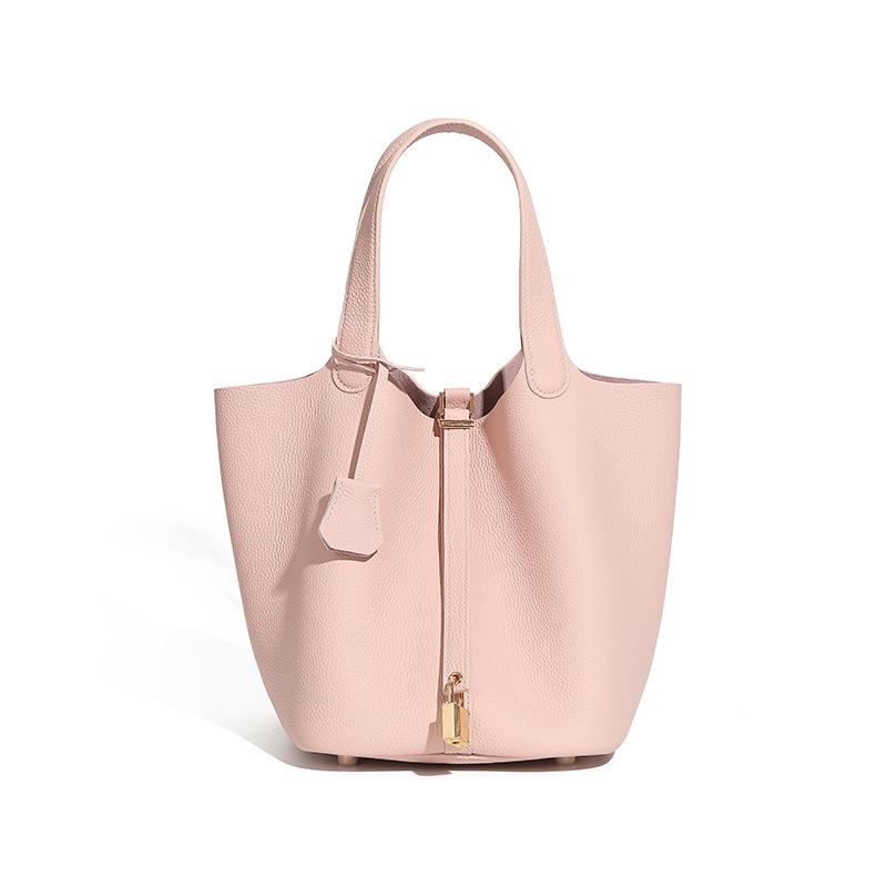 

Сумка-ведро из натуральной кожи, нишевая, высококлассная, изысканная, ручной работы, для женщин розовый