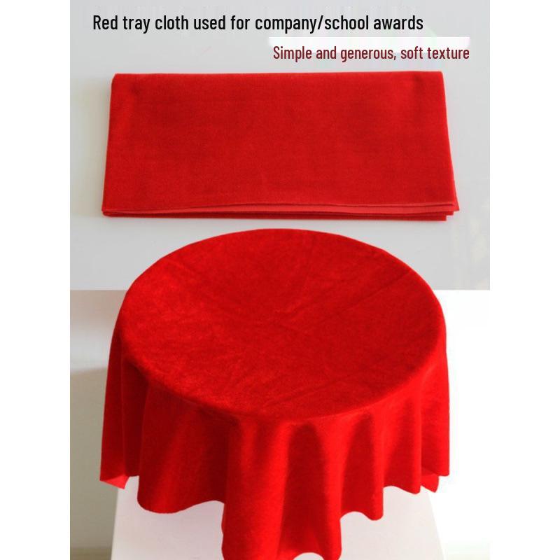 Dark Red Velvet Ceremony Tray - Small, Square, Thickened with Gold Trim for Awarding & Ribbon Cutting