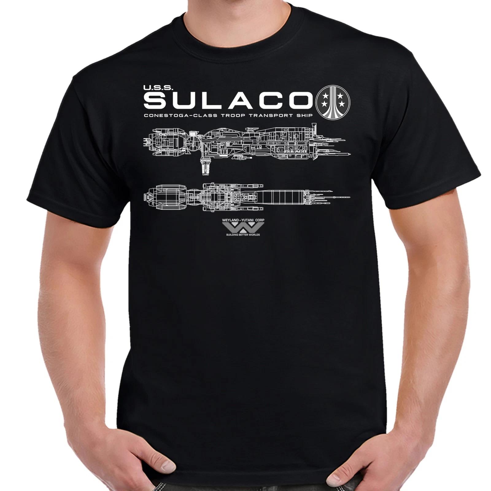 Aliens USS Sulaco Schematic White Print Shirt XL