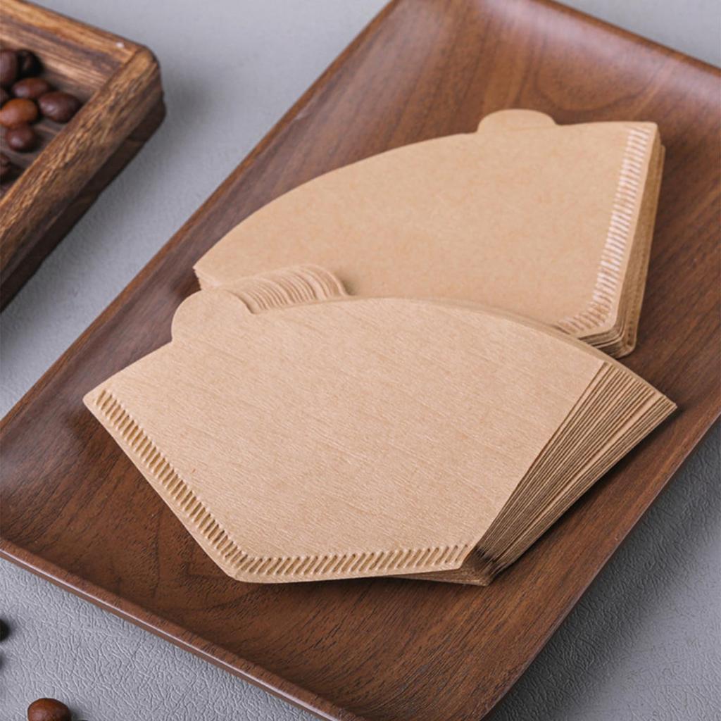 Coffee Filter Paper, Trapezoid, 1-2 Cup Capacity, 150 Sheets Per Pack (Pack of 3, 50 Sheets Per Pack), Disposable, Brown, for Coffee Drippers