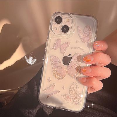 Ins Clear Shockproof 3d Glitter Butterfly Phone Case For Iphone 14 12 13 11 Pro Max Xs Max Xr X 14pro Max Shell Cover For Iphone