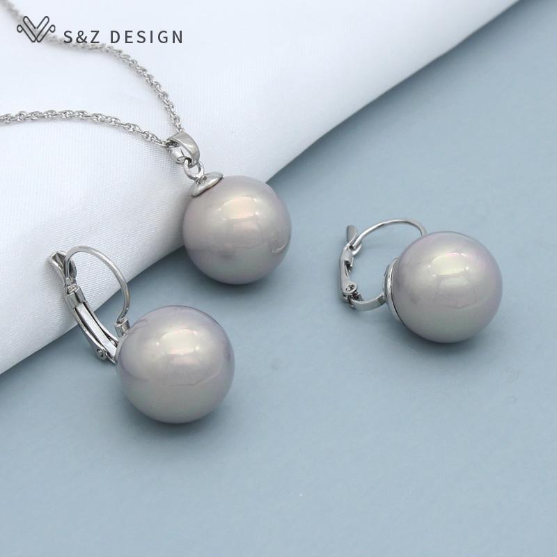 

Модные элегантные классические круглые висячие серьги с имитацией жемчуга, комплекты ювелирных изделий для женщин и девочек на свадьбу, модное ожерелье с подвеской из розового золота