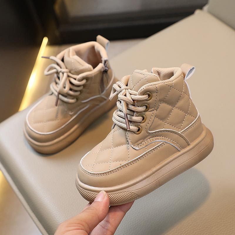 Retro Simple Children's Autumn New Plaid Warm Boots