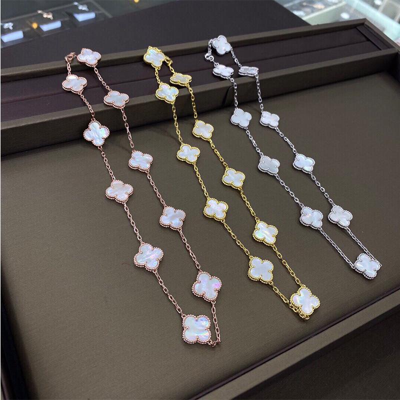 Boutique Four-leaf Clover 10 Flowers Necklace Women 18K Light Luxury Ins Design Sweater Chain Fashion Daily Versatile Necklace