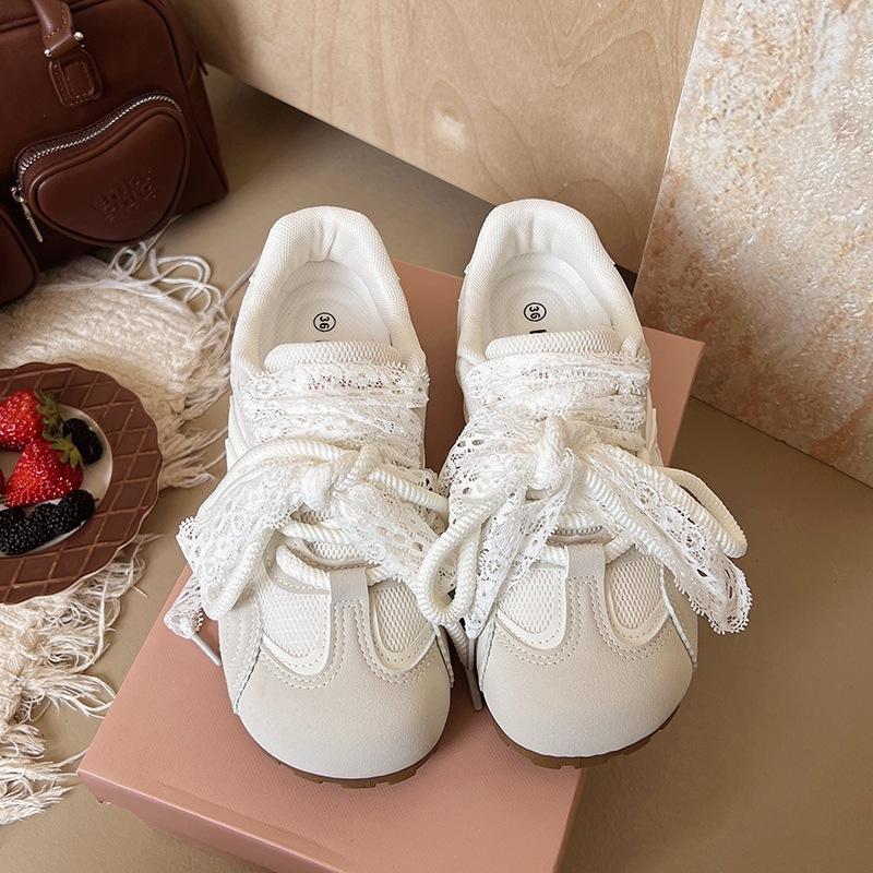 Ödlandwind Moralische Trainingsschuhe Damen Sommer Neu Ballerinas Schnürung Kleine weiße Schuhe Nischendesign Vielseitige lässige Board-Schuhe