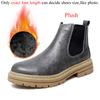 Big Size 47 48 Men Chelsea Boots Winter Ankle Style Leather Boots Platform Thick Soles Botas Chelsea Hombre Plush Warm
