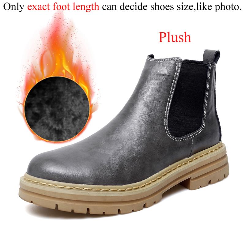 Big Size 47 48 Men Chelsea Boots Winter Ankle Style Leather Boots Platform Thick Soles Botas Chelsea Hombre Plush Warm
