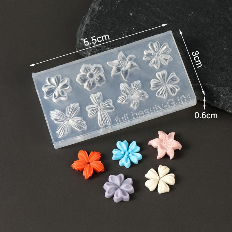 Spring Flower Petals Silicone Nail Mold Three-Dimensional Floral Diy Design Manicure Template Carving Nail Art Stencil Tools