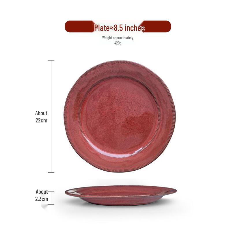 ZISIZ 8.7-inch Red 3-Compartment Dinner Plates