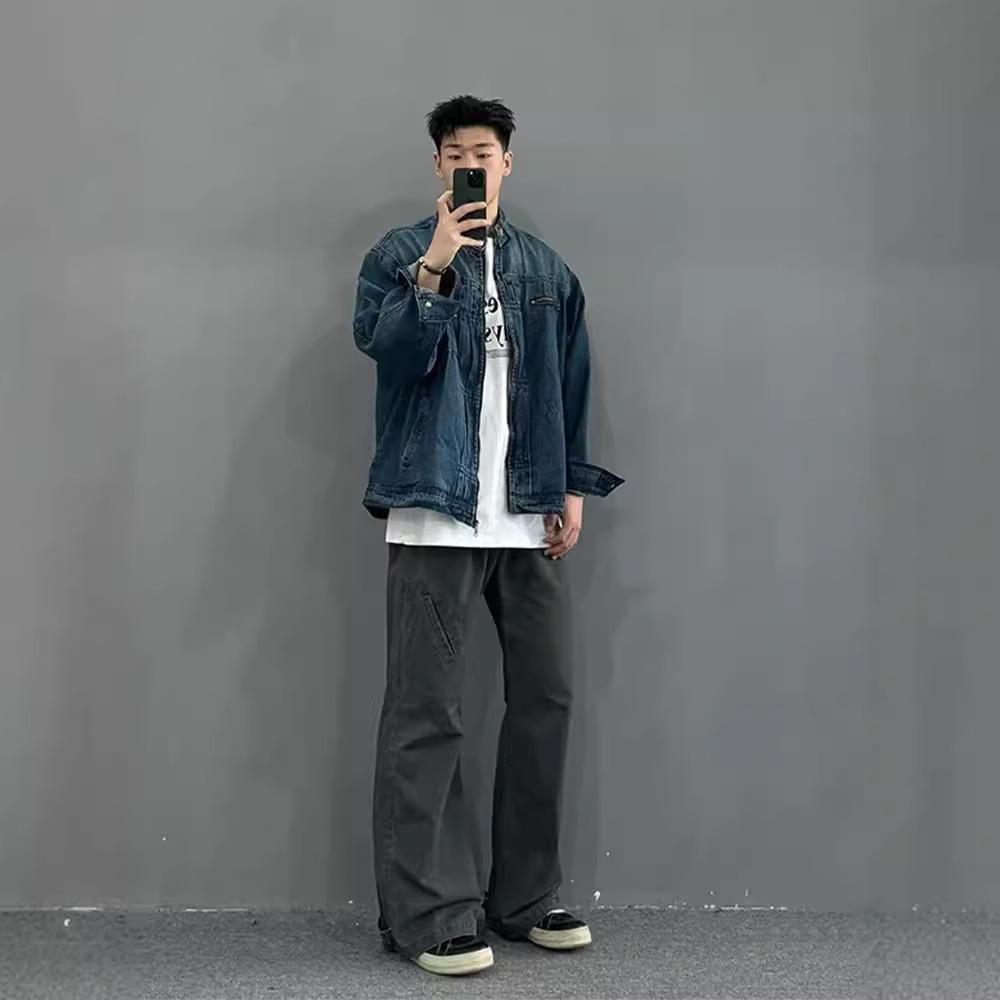 Direct Wash Gradual Change Denim Jacket Men'S And Women'S Season Loose Casual Stand-Up Collar Locomotive Couple Jacket Tide