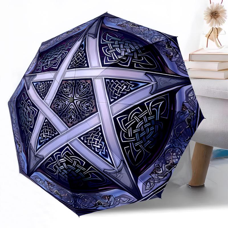 Magic Pentagram Compact Travel Automatic Umbrella Compact 8-Rib Lightweight Compact Design Travel Essential Compact Folding Umbrella