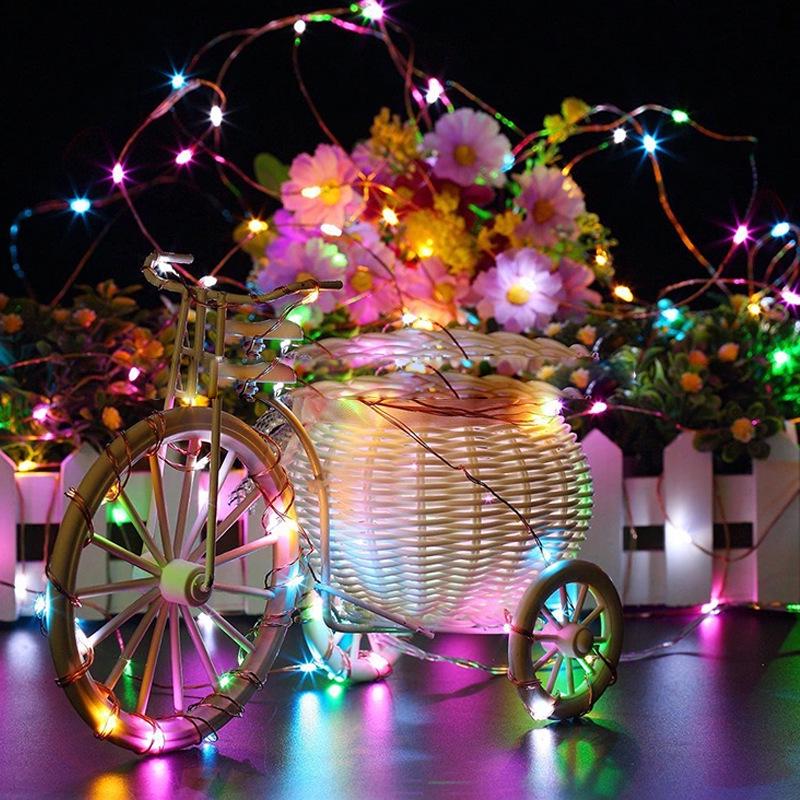 LED Copper Wire String Lights - CR2032 Battery, Gift Box with Baby's Breath and Colored Decorative Lights