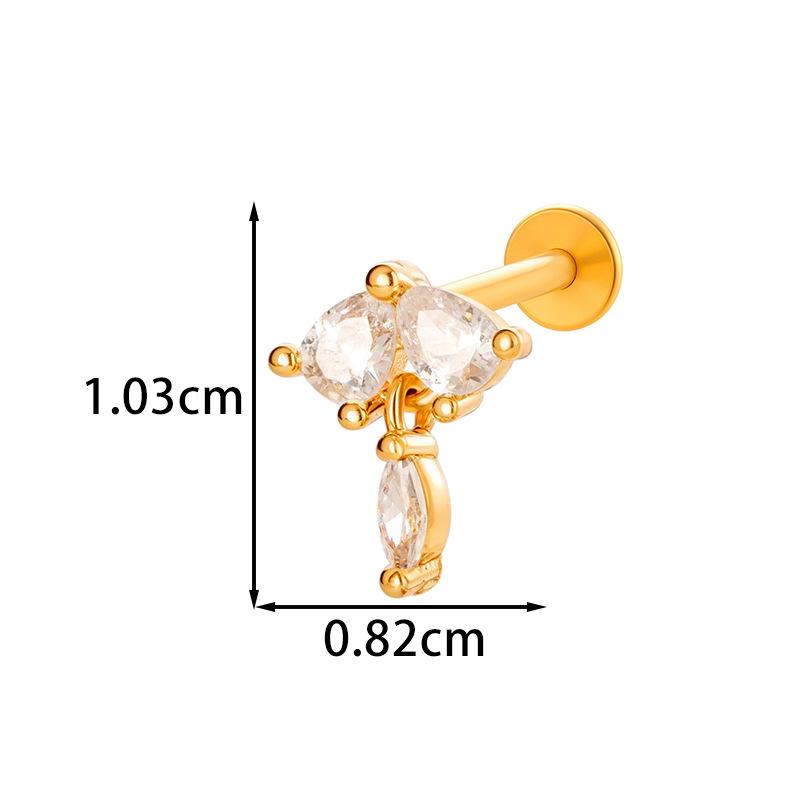 Zircon Set F136 Titanium Internal Thread Lip Labret Stud Ear Cartilage Piercing Jewelry