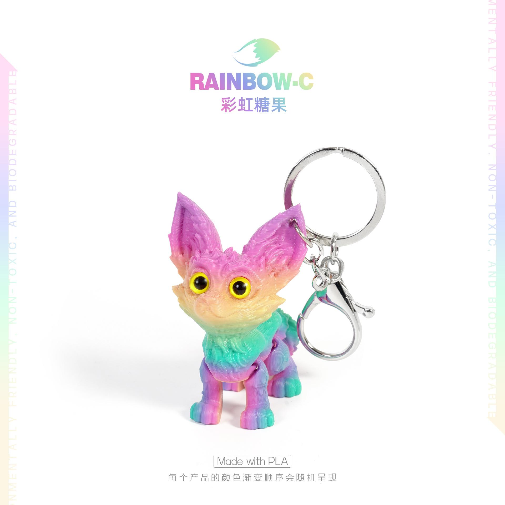 Cute Big Ears Fox 3D Printed Toys Joints Movable Simulation Animal Crystal Fox Model Desktop Ornaments Creative Keychain