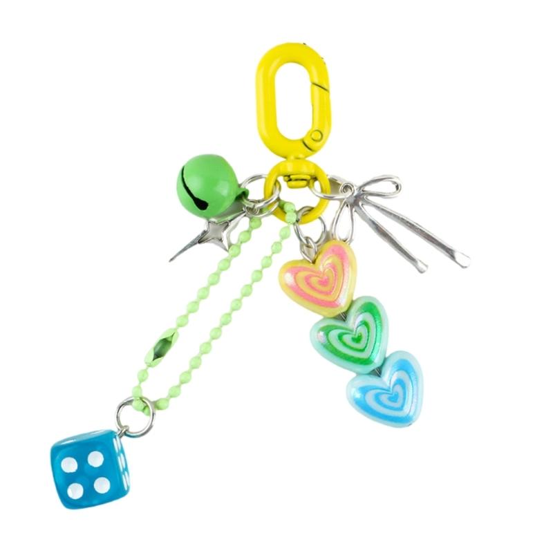 Car Keychain for Women Girls Cute Keychain Bag Charms Metal Heart Bowknot Keychain Accessories for Backpacks,Wallets