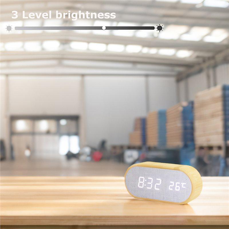 

Digital Alarm Clock With Temperature Display Wooden Table Clock For Bedroom Office Decoration In Bamboo Material Niditon