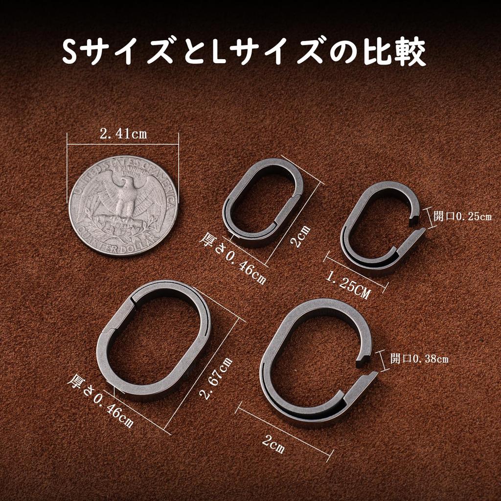 TIMULTI Titanium Keychain Key Carabiner Mini Quick Release Small Key Holder 4 Ring, Large, Ring, Hook, Connector, (Gray, Pieces)