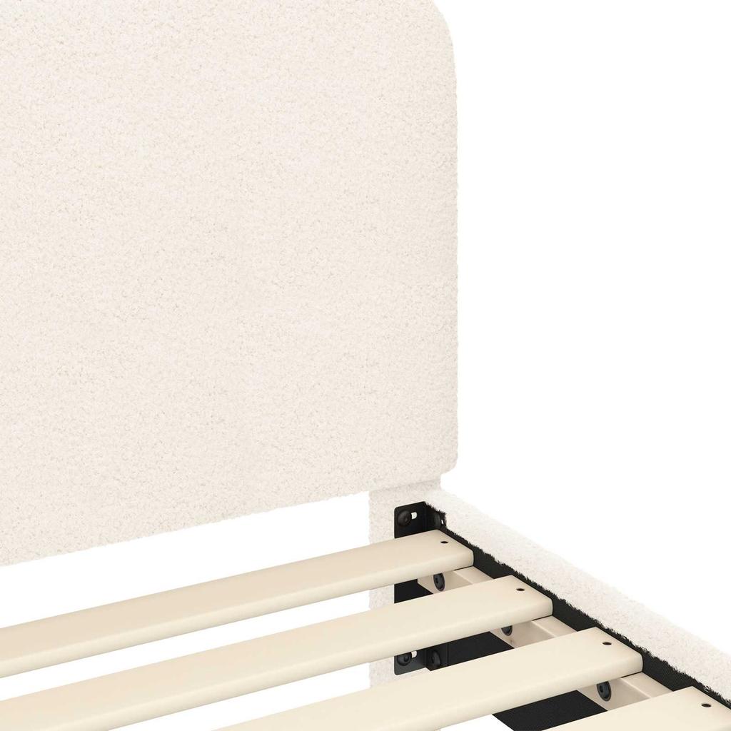 Children s Bed Frame with Headboard Cream 80 x 200 cm Boucle