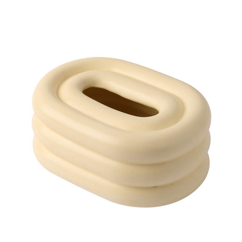 Ceramic Tissue Box Cartoon Geometric Circle Tissue Holder Desktop Storage Container Toilet Paper Towel Holder Nordic Kitchen
