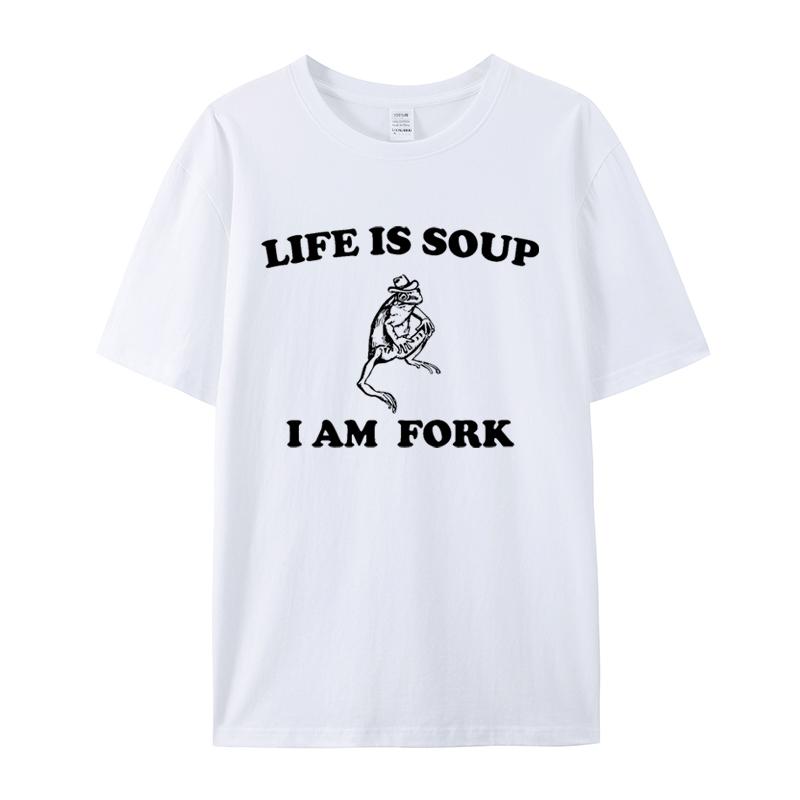 

Футболка с принтом Summer Life Is Soup I Am Fork Frog, мужская и женская футболка с коротким рукавом, мужская уличная одежда S
