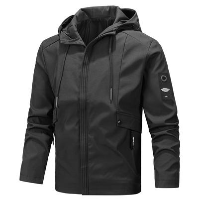 Casual Youth Men's Jacket Solid Color Long Sleeve Fashion Urban Hooded Jacket Men