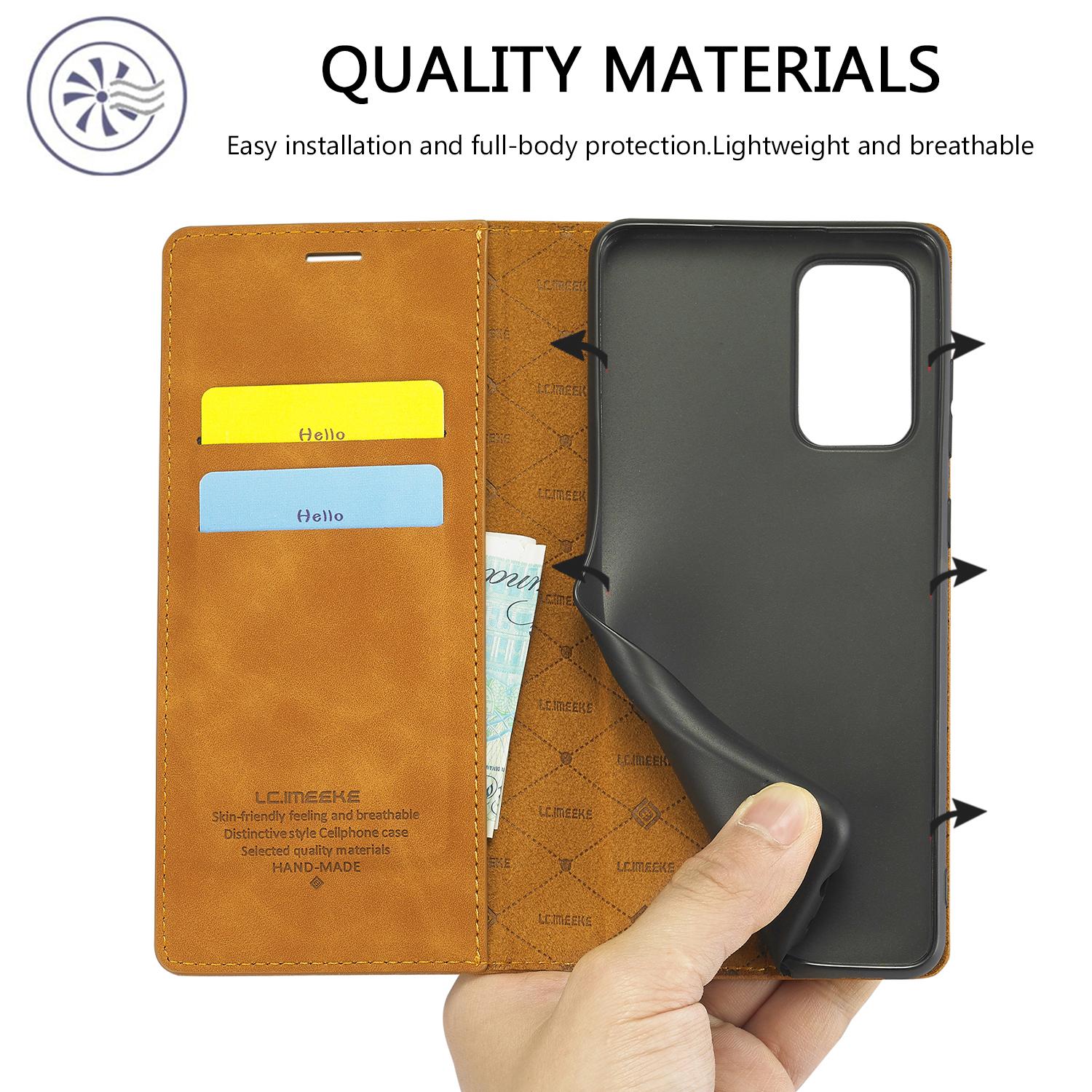 

LC.IMEEKE Wallet Case for Samsung Galaxy A33 5G,Folding Stand PU Leather Strong Magnetic Suction Protective Cover Brown
