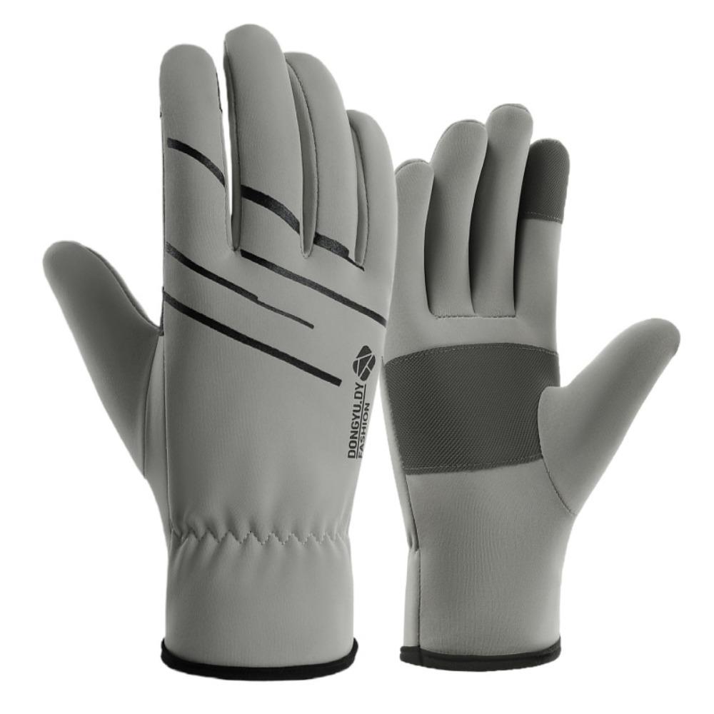 

Polar Fleece Snowboard Ski Gloves Windproof Thickened Snow Gloves For Women Man Men light grey