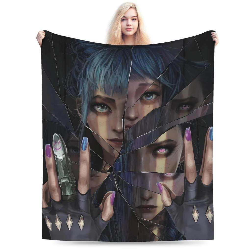 Anime Jinx Arcane Super Soft Blanket 3D Print Picnic Plush Throw Blanket Fashion Bedroom Flannel Bedspread Sofa Bed Cover