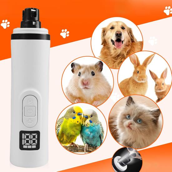 Tichý pilník na drápky pro domácí mazlíčky 3 režimy broušení Elektrický zastřihovač drápků Bateriový pilník na drápky s LED světlem pro koťata až po velké psy